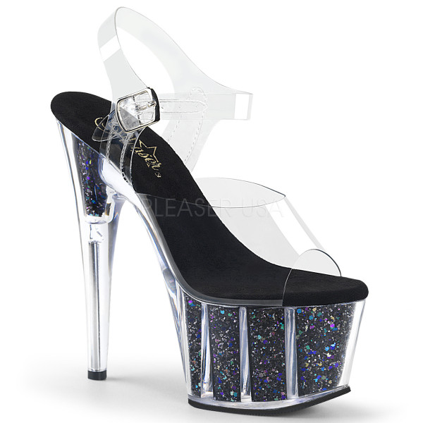 7 inches Heel, 2 3/4 inches PF Ankle Strap Sandal w/ Glitter Inserts — image 13 of 25