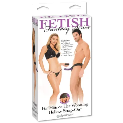 Fetish Fantasy Series for Him or Her Vibrating Hollow Strap on Purple