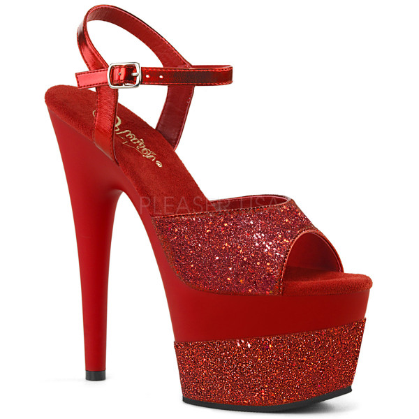 7 inches Heel, 2 3/4 inches PF Ankle Strap Sandal w/ Glitter Wrapped PF