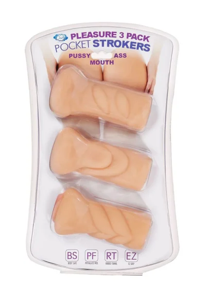 Trio Stroker Pussy Ass Mouth Masturbator Kit - Flesh