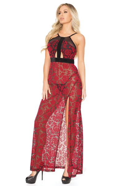 Velvet Jacquard Lace Lingerie Dress — image 10 of 16