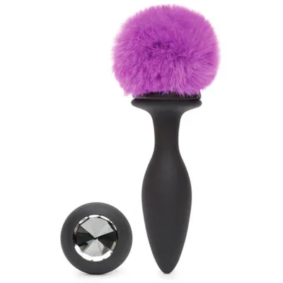 Happy Rabbit Rechargeable Vibrating Butt Plug 4 5 Inch Black purple 4 5 Inch
