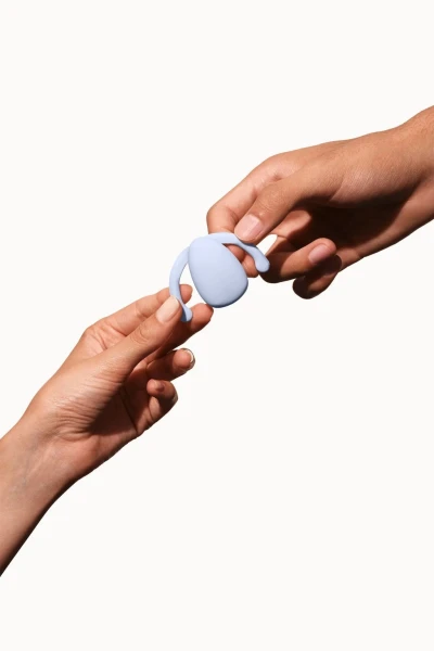 Eva Silicone Rechargeable Wearable Hands Free Vibrator by Dame - Ice Blue
