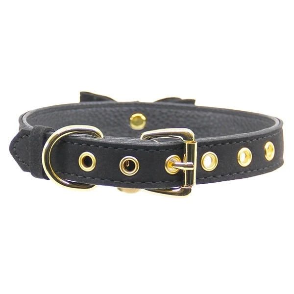 Love In Leather Bow Collar with Cat Bell