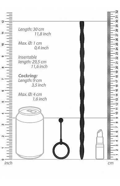 Silicone Plug & Cock Ring Set - Urethral Sounding - Black