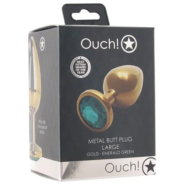 Ouch! Green Round Gem Gold Plug