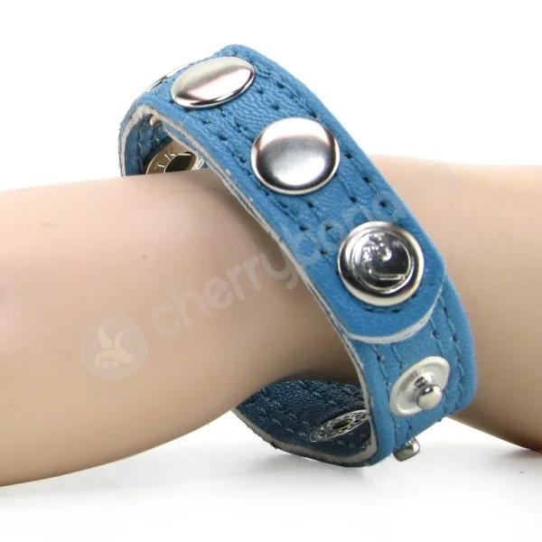 Falcon Leather Code Band Light Blue Cock Ring