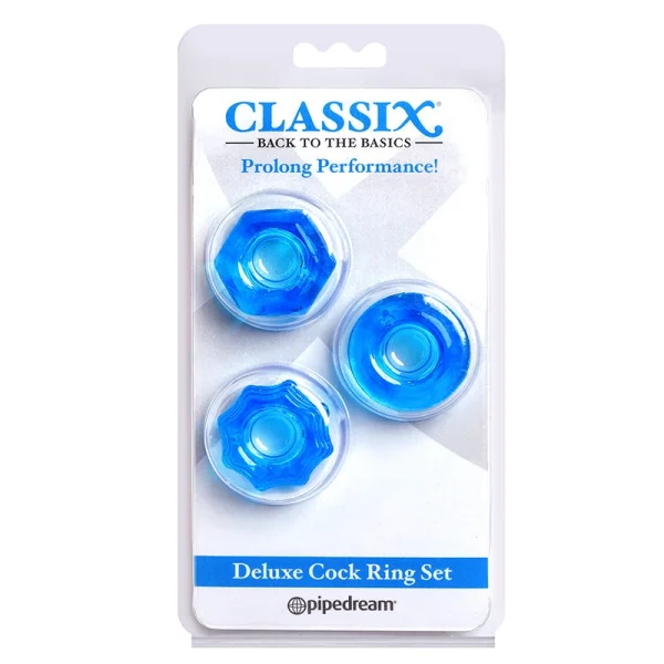 Pipedream Products Deluxe Cock Ring Set Blue