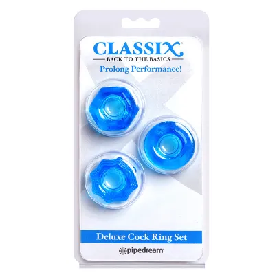 Pipedream Products Deluxe Cock Ring Set Blue