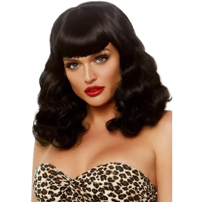 16 Inch Retro Curly Bob Wig Black