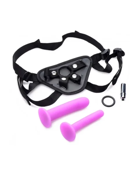 Double-g Deluxe Vibrating Strap On Kit - Purple - 6 Inch