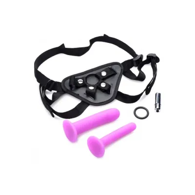 Double g Deluxe Vibrating Strap On Kit Purple 6 Inch