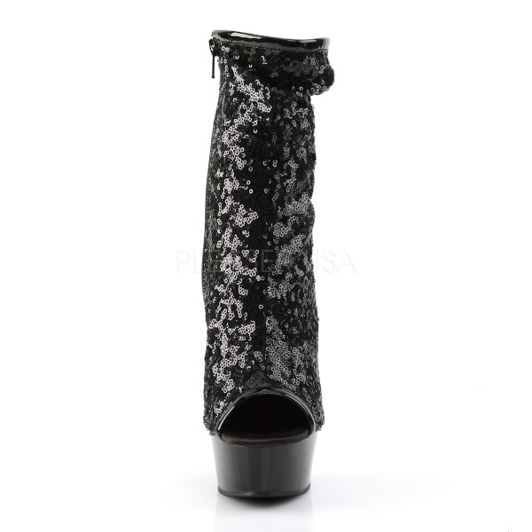 6 inches Heel, 1 3/4 inches PF Peep Toe Sequins Ankle Boot, Side Zip — image 6 of 8