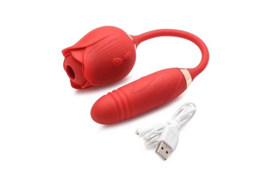 Bloomgasm Romping Rose Suction and Thrusting  Vibrator - Red — image 8 of 14
