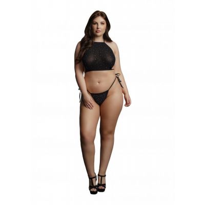 Festive Rhinestone Top Thong OSX