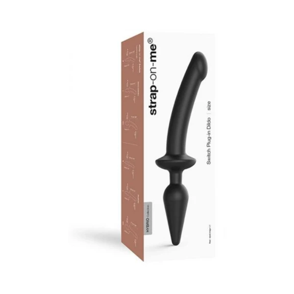 Butt Plugs: Strap-on-me Hybrid Collection Switch Plug-in Realistic Dildo Dual-ended Black Xxl