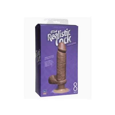 Vibrating 8 inch Realistic Cock Brown