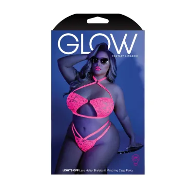 Lights Off Bralette and Panty Queen Neon Pink