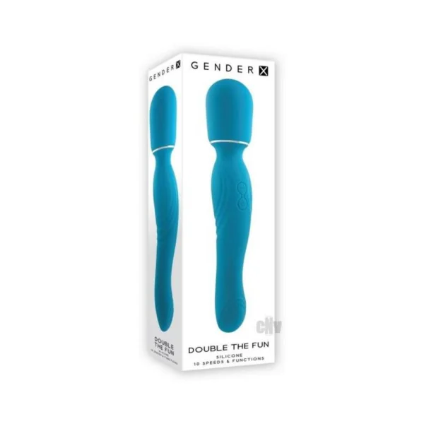 Personal Massagers: Gender X Double The Fun Rechargeable Dual Ended Silicone Wand Vibrator Teal