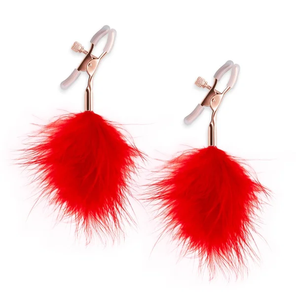 Bound Adjustable F1 Feather Nipple Clamps by NS Novelties - Rose Gold & Black