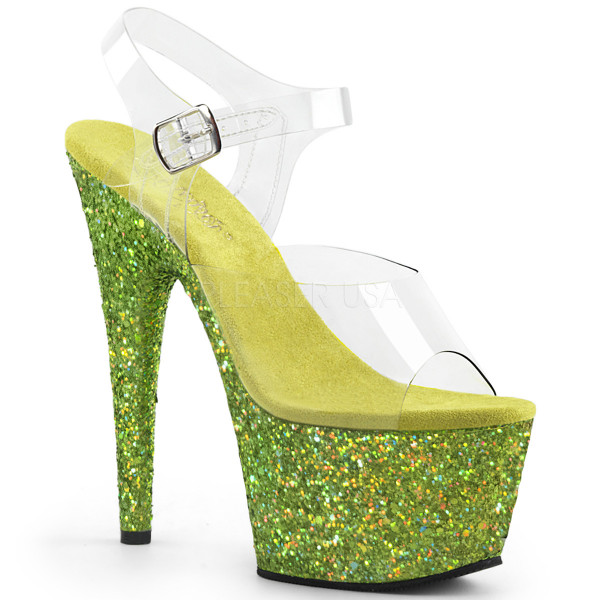 7 inches Heel, 2 3/4 inches PF Ankle Strap Sandal w/ Glitter Bottom — image 21 of 25