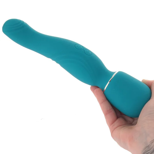 Gender X Double the Fun Rechargeable Waterproof Double Ended Silicone Wand Vibrator - Teal