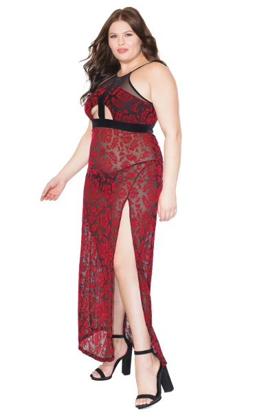 Velvet Jacquard Lace Lingerie Dress — image 6 of 16