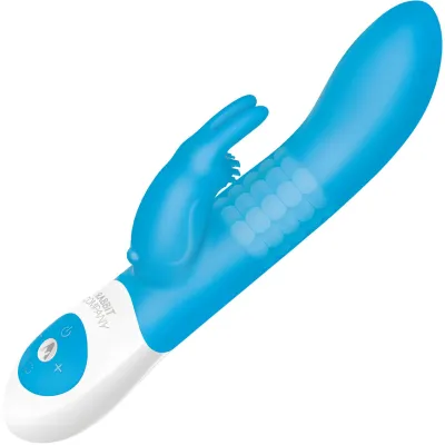The Beaded Rabbit XL Silicone Dual Stimulation Rechargeable Vibrator by The Rabbit Company Aqua