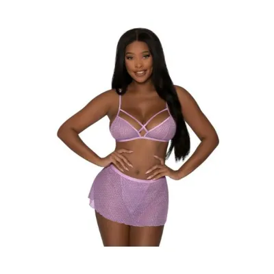 Magic Silk Girl Next Door Bralette W Skirt Lilac S m