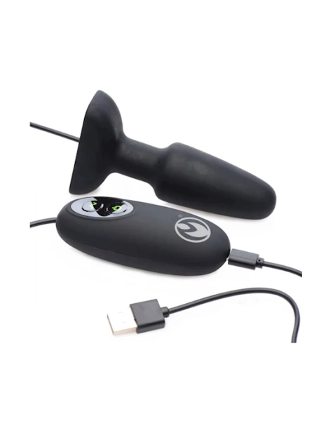 Popper Plug 7x Rechargeable Silicone Vibrating Anal Plug - Black - Large