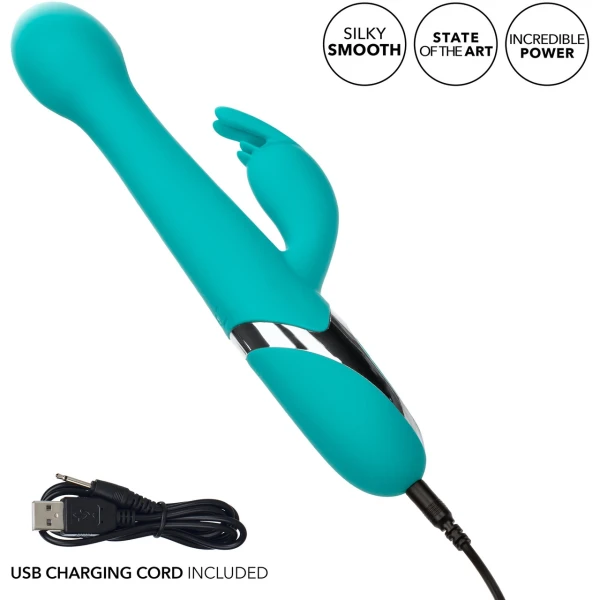 Enchanted Oscillate Rechargeable Silicone Dual Stimulation Vibrator With Thrusting, Rotating Beaded Head By CalExotics