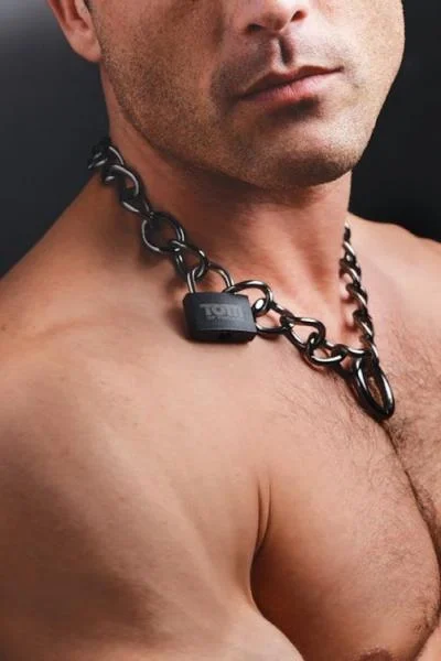 Tom Of Finland Locking Chain Cuffs Steel Silver