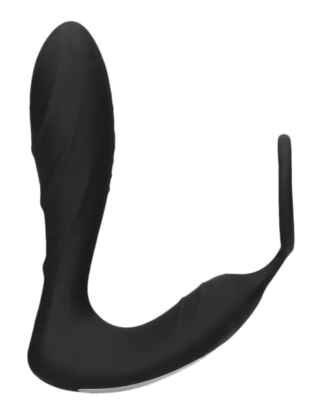 E-Stimulation and Vibration Butt Plug With Cock Ring and Wireless Remote Control - Black