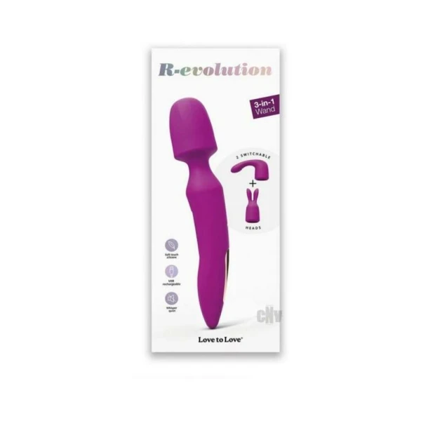 Love To Love R-evolution Rechargeable 3-in-1 Wand Vibrator Sweet Orchid
