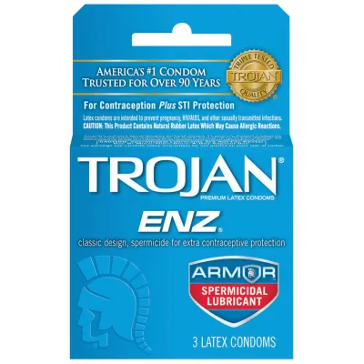 Trojan Enz Spermicidal Lubricated Condoms Box of 3