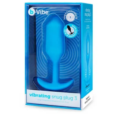 B vibe Vibrating Snug Plug Large Blue Size 3