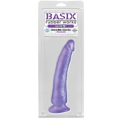 Basix Slim 7 Dong W Suction Purple