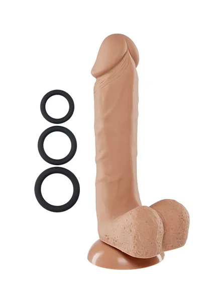 Cloud 9 - Pro Sensual Premium Silicone Dong W/ 3 C Rings Tan 8 inch