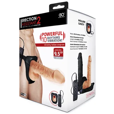 Erection Assistant 2 Vibrating Hollow Strap On Flesh 24 cm Vibrating Hollow Strap On