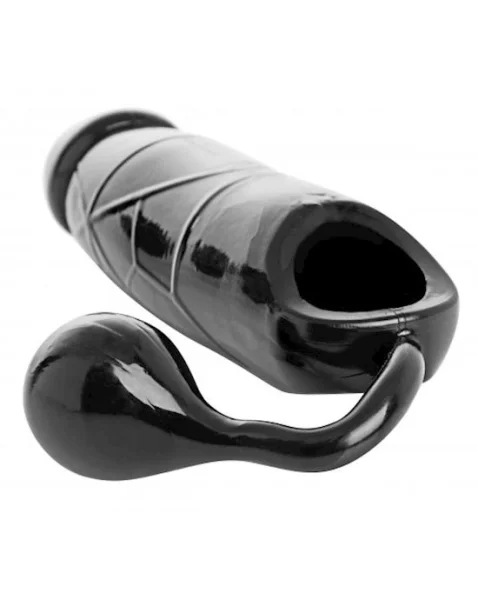Stuffer Cock Sheath With Anal Ball - Black