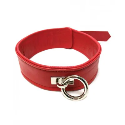 Rouge Plain Leather Collar with 1 Ring