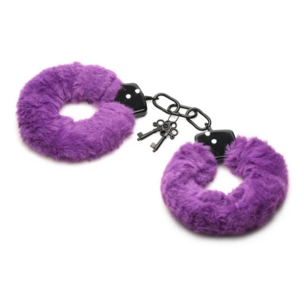 Master Series Cuffed In Fur Furry Handcuffs in Pink