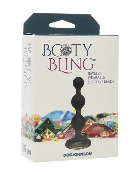 Booty Bling Jewelled Wearable Silicone Anal Beads Plug - Silver - 4 Inch — image 3 of 6