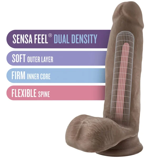 Au Naturel 7 Inch Sensa Feel Dual Density Dildo By Blush - Chocolate