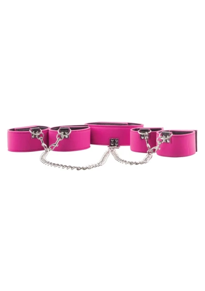 Reversible Collar Wrist & Ankle Cuffs - Pink