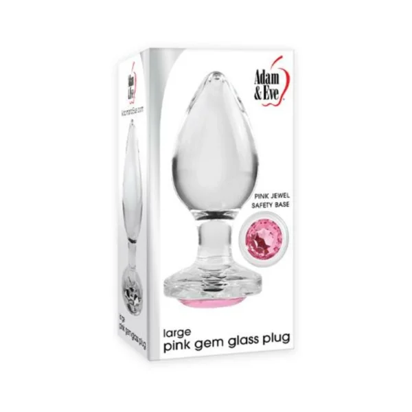 Adam & Eve Pink Gem Glass Plug Large Pink