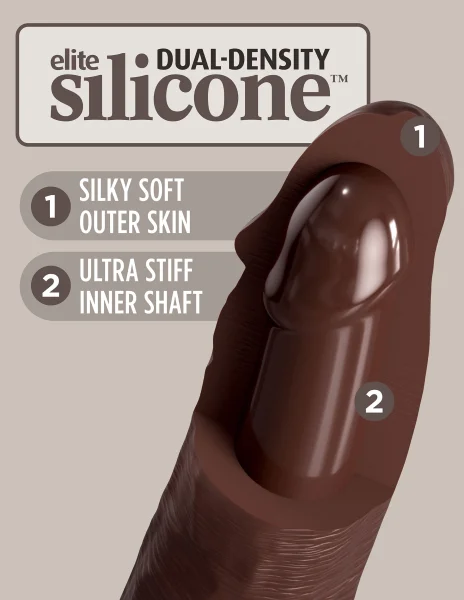 King Cock Elite 7 Inch Silicone Dual Density Cock  - Brown