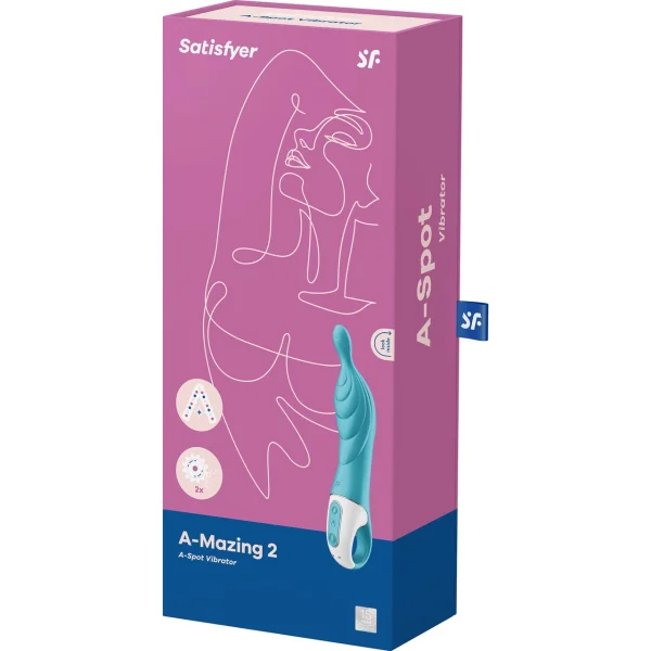 Satisfyer A-Mazing 2 Rechargeable Waterproof 12-Function A-Spot Vibrator - Turquoise