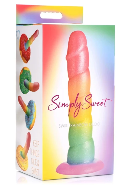 Simply Sweet Swirl Rainbow 6.6" Silicone Suction Cup Dildo