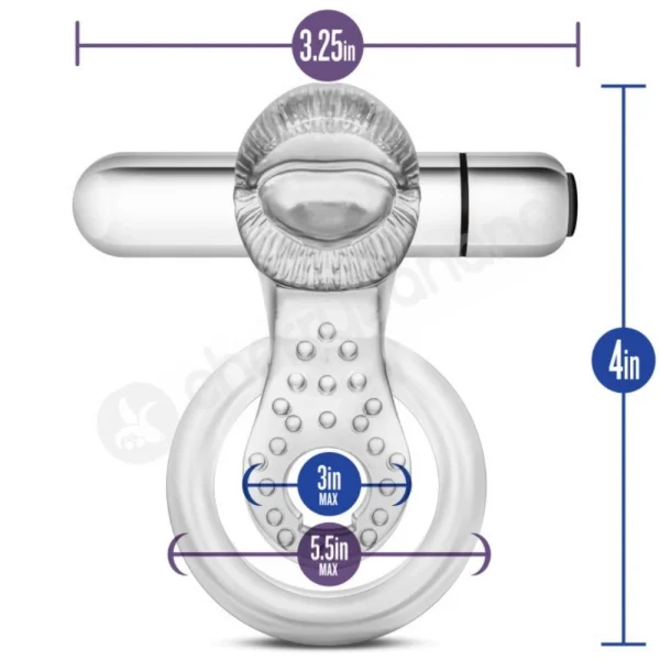 Stay Hard 10 Function Vibrating Tongue Cock Ring With Ball Strap